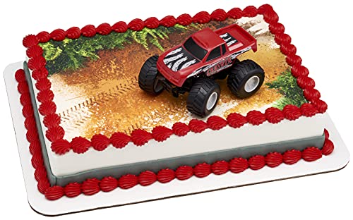 DecoPac Monster Truck Cake Topper DecoSet – 4-Inch Rolling Toy and Decoration