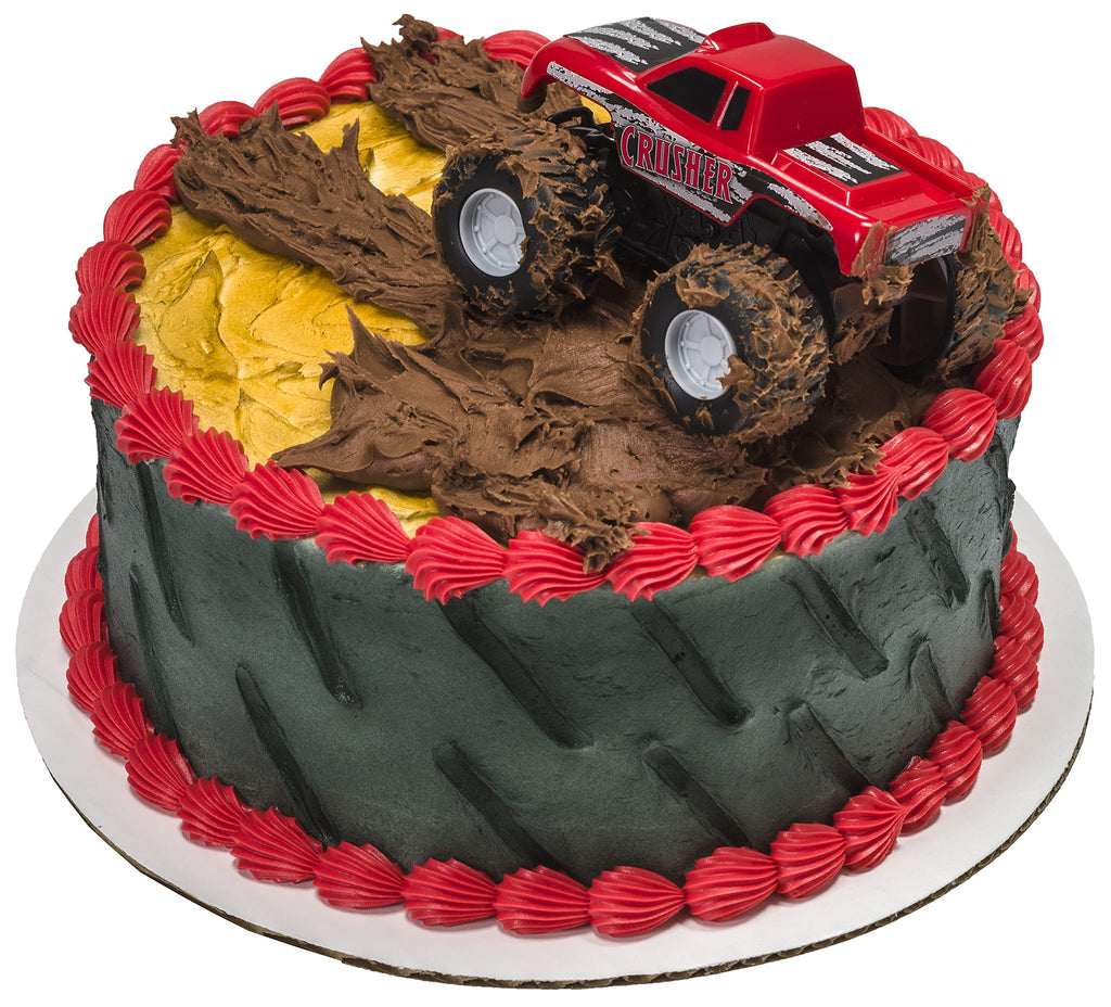 DecoPac Monster Truck Cake Topper DecoSet – 4-Inch Rolling Toy and Decoration