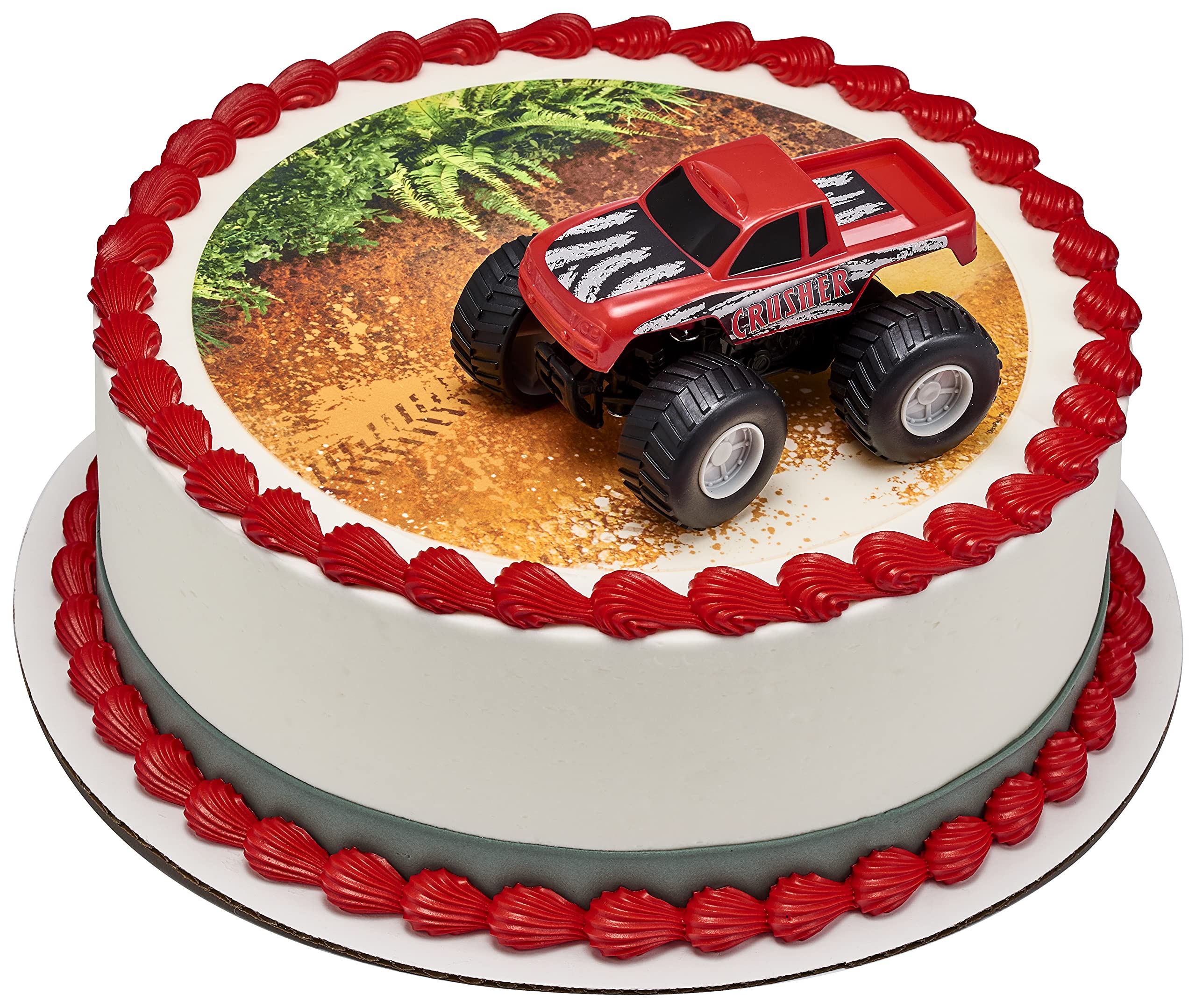 DecoPac Monster Truck Cake Topper DecoSet – 4-Inch Rolling Toy and Decoration