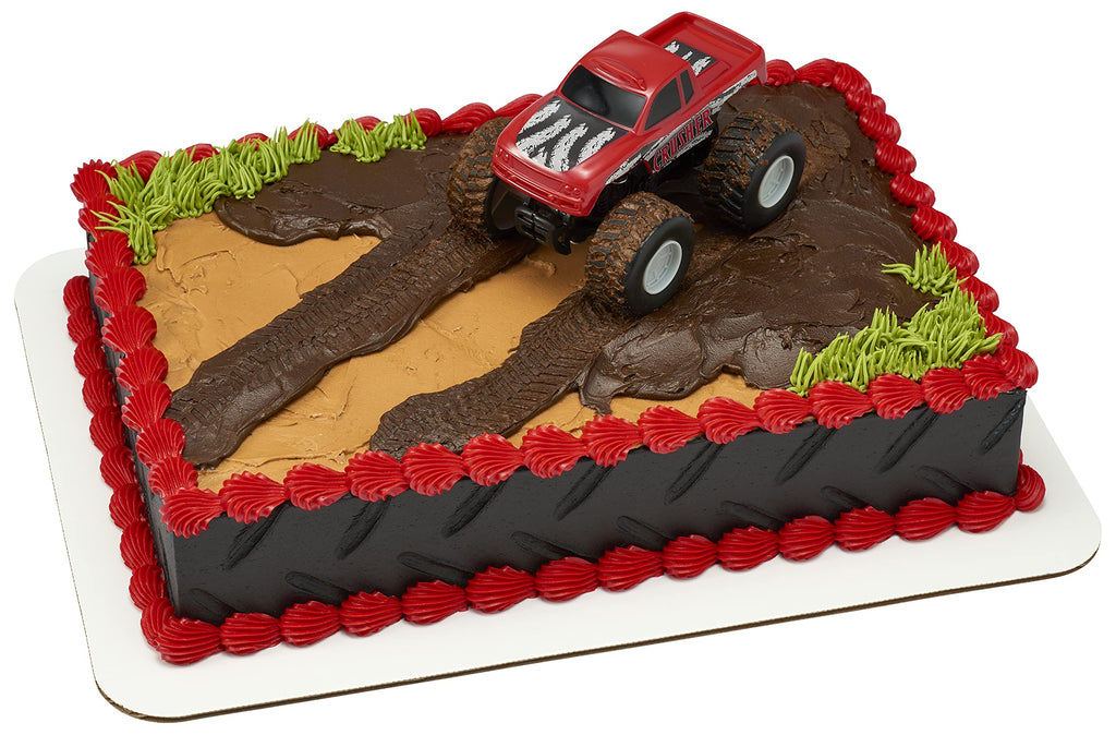 DecoPac Monster Truck Cake Topper DecoSet – 4-Inch Rolling Toy and Decoration