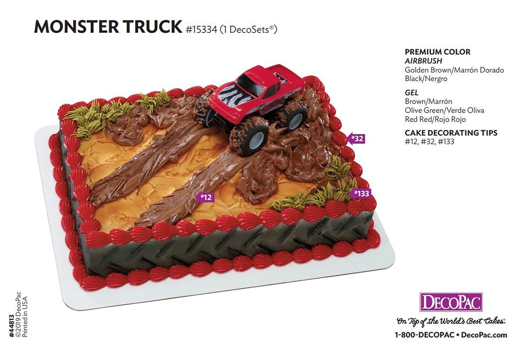 DecoPac Monster Truck Cake Topper DecoSet – 4-Inch Rolling Toy and Decoration