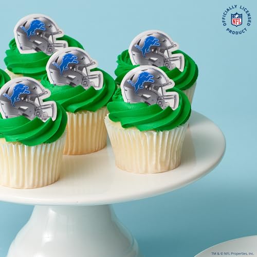 DecoPac NFL Detroit Lions Helmet Cupcake Rings, 24-Pack – Officially Licensed Football Cake Toppers