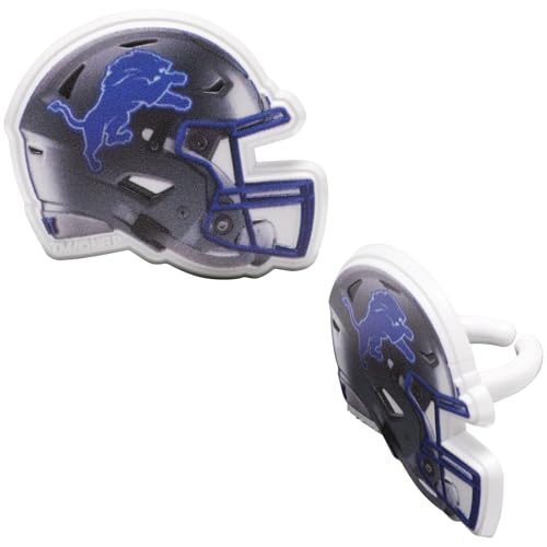 DecoPac NFL Detroit Lions Helmet Cupcake Rings, 24-Pack – Officially Licensed Football Cake Toppers
