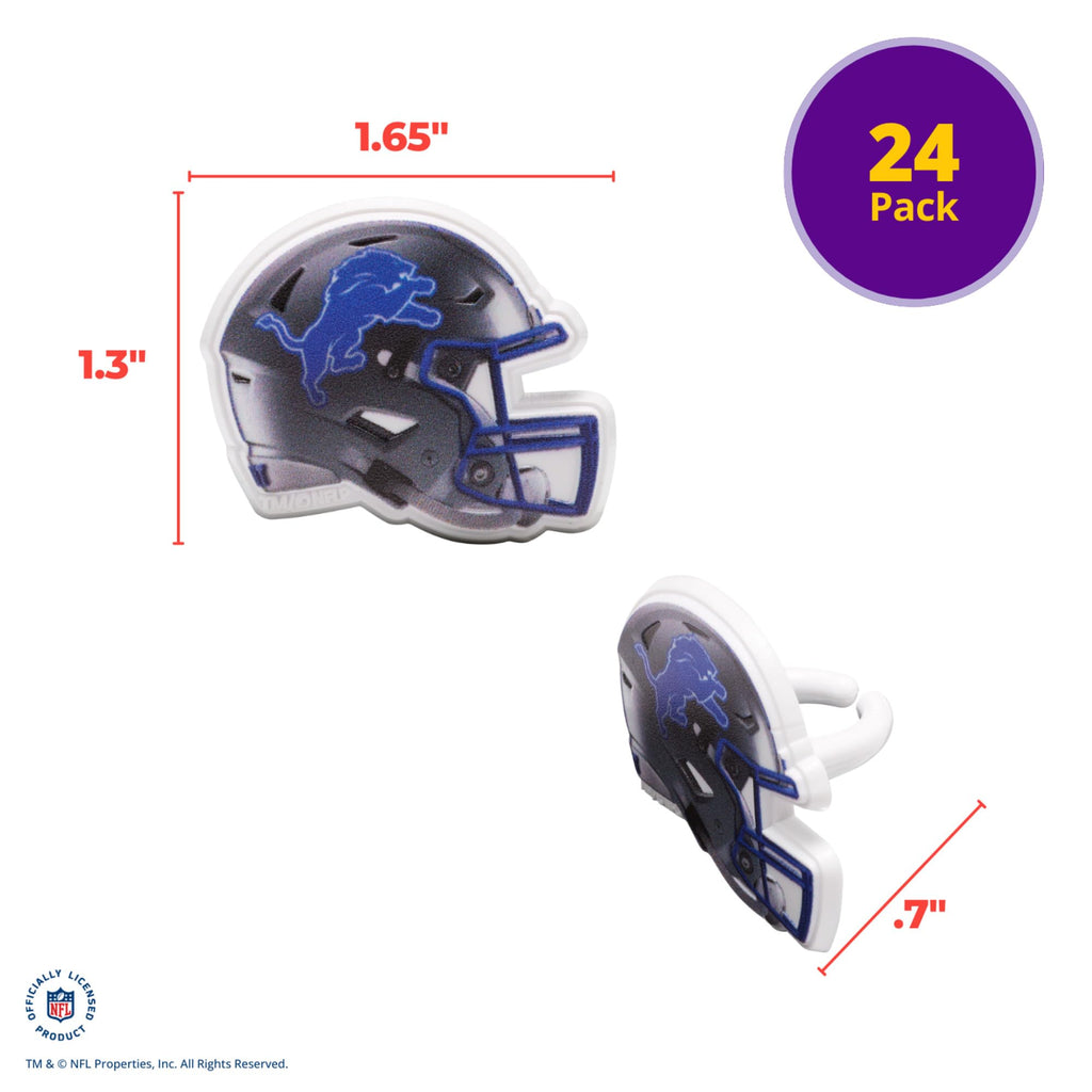 DecoPac NFL Detroit Lions Helmet Cupcake Rings, 24-Pack – Officially Licensed Football Cake Toppers