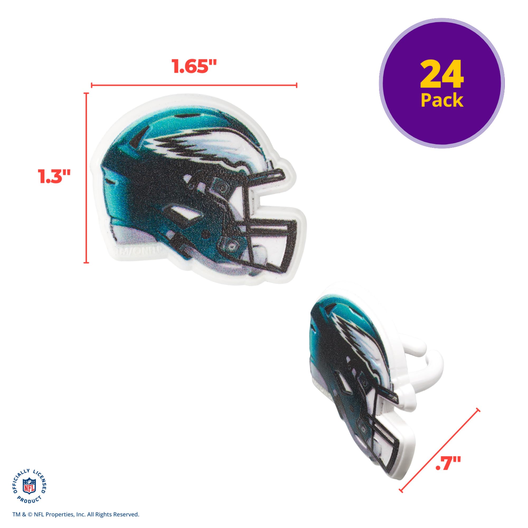 DecoPac Philadelphia Eagles Helmet Rings – 24 Officially Licensed Cupcake Toppers