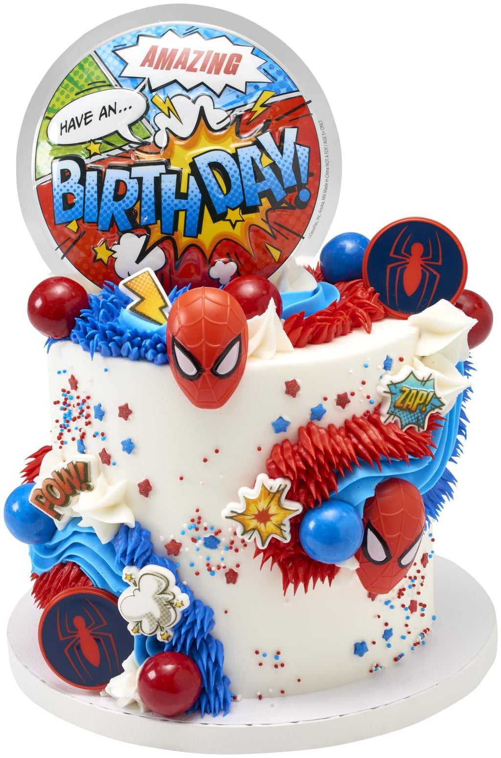 DecoPac Spider-Man Cupcake Rings – 24 Pack | Red & Blue Food Safe Cake Toppers