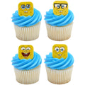 DecoPac SpongeBob SquarePants Mood Faces Cupcake Rings – 24 Pack Yellow Plastic Toppers for Party Desserts