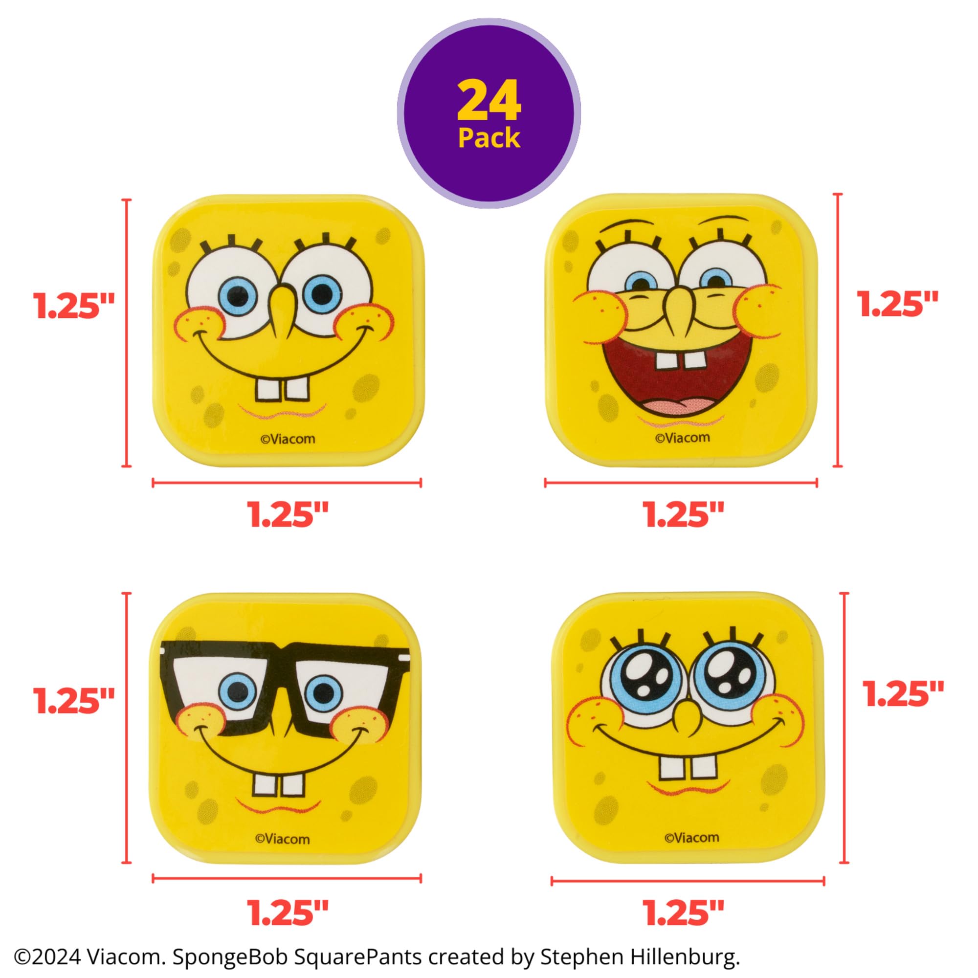DecoPac SpongeBob SquarePants Mood Faces Cupcake Rings – 24 Pack Yellow Plastic Toppers for Party Desserts