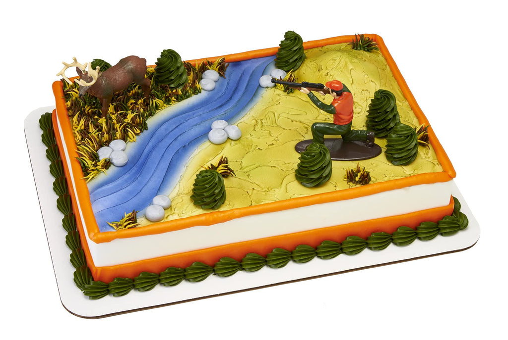 DecoSet Deer Hunting Cake Toppers – Hunter and Deer Figurine Set for Birthday Cakes