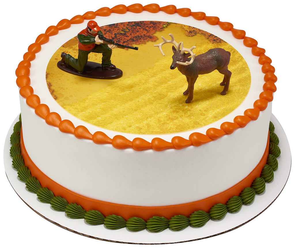 DecoSet Deer Hunting Cake Toppers – Hunter and Deer Figurine Set for Birthday Cakes