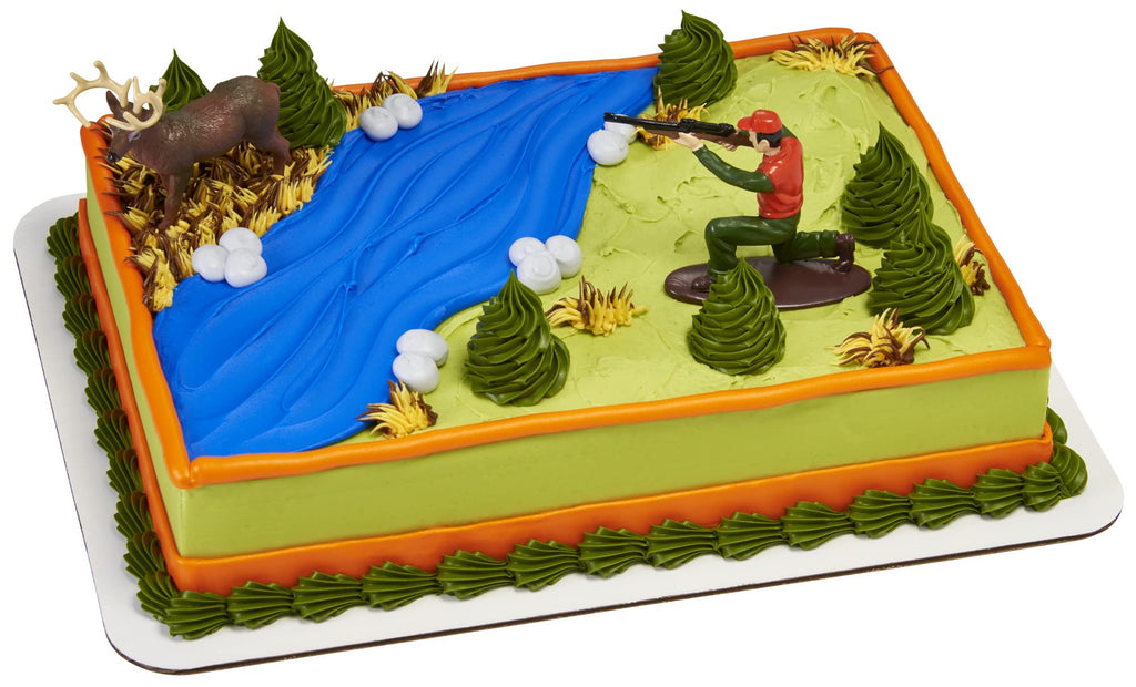 DecoSet Deer Hunting Cake Toppers – Hunter and Deer Figurine Set for Birthday Cakes
