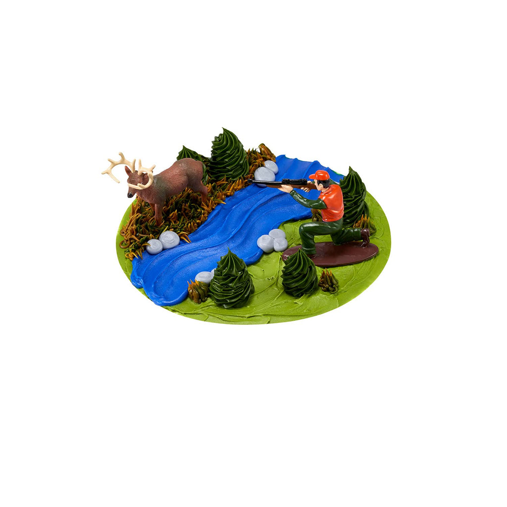 DecoSet Deer Hunting Cake Toppers – Hunter and Deer Figurine Set for Birthday Cakes