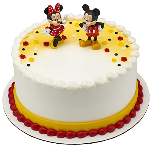 DecoSet Disney Mickey Mouse and Minnie Mouse Cake Topper, 2-Piece Set - Food-Safe Plastic