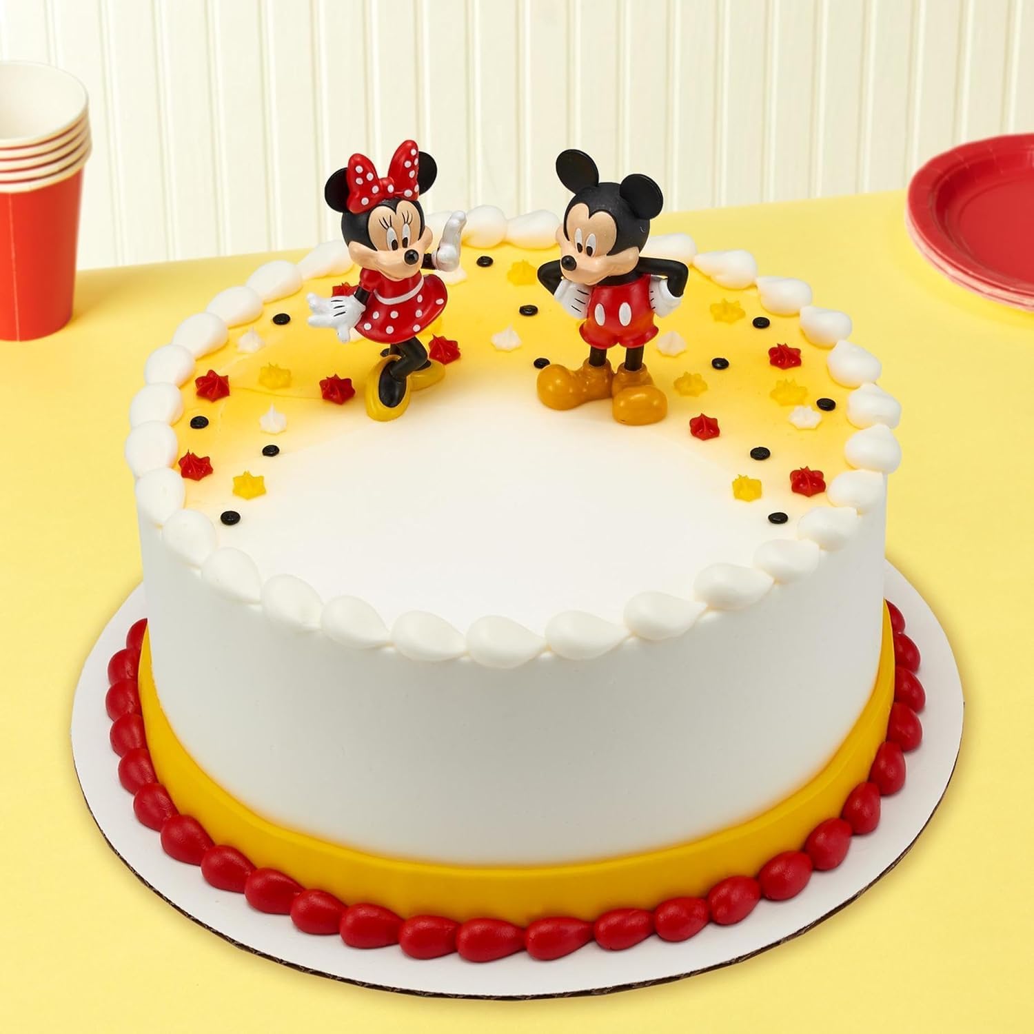 DecoSet Disney Mickey Mouse and Minnie Mouse Cake Topper, 2-Piece Set - Food-Safe Plastic