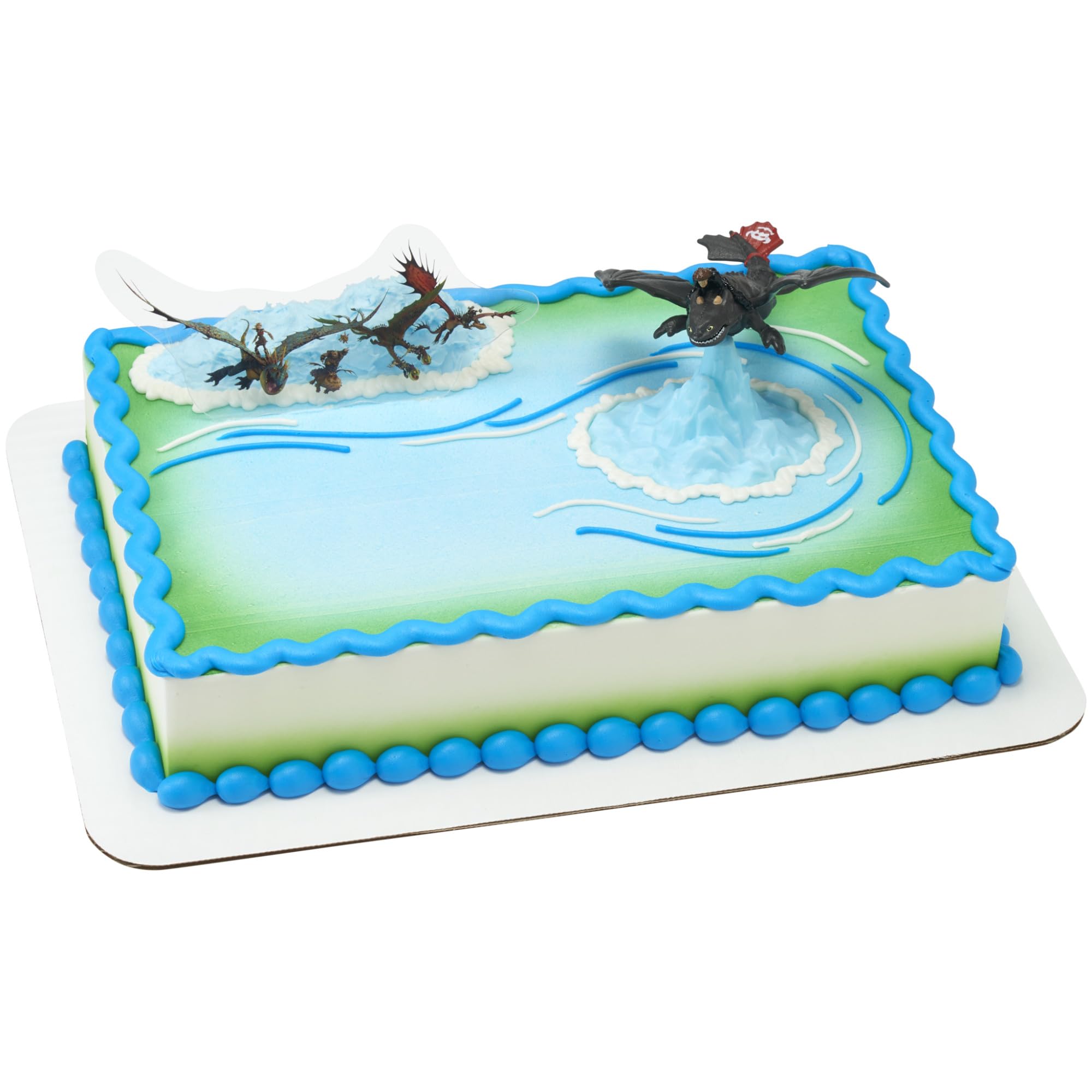 DecoSet How To Train Your Dragon Cake Topper – Hiccup & Toothless Figurines with Background Pic for Birthday Cakes