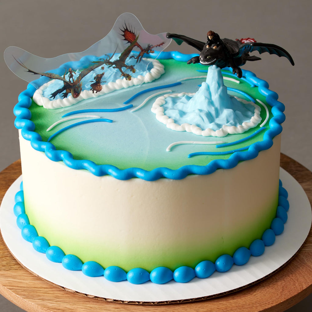 DecoSet How To Train Your Dragon Cake Topper – Hiccup & Toothless Figurines with Background Pic for Birthday Cakes