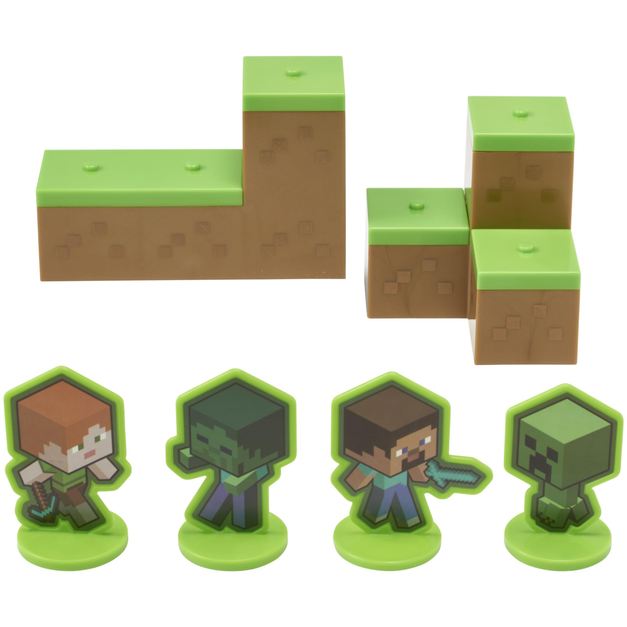 DecoSet Minecraft Mobs Beware Cake Topper – 6-Piece Stackable Blocks with Alex, Steve, and Mobs