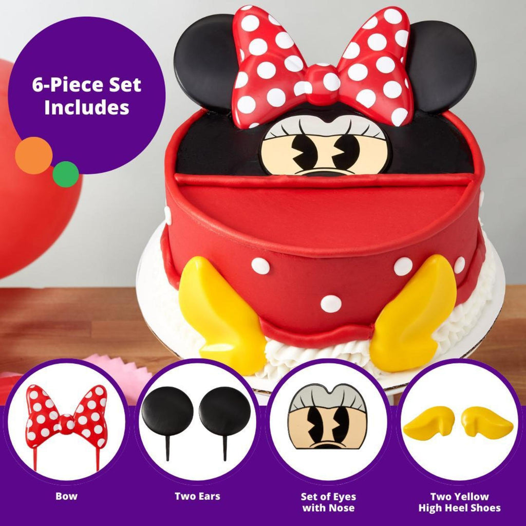 Decoset Minnie Mouse Cake Topper - 6-Piece Reusable Plastic Decoration by DecoPac