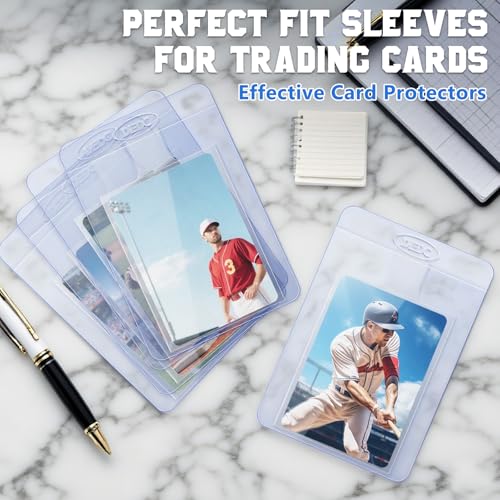DEDC 100 Pack Clear Card Sleeves: 50 Semi-Rigid Holders + 50 Tabbed Soft Sleeves for Trading Cards