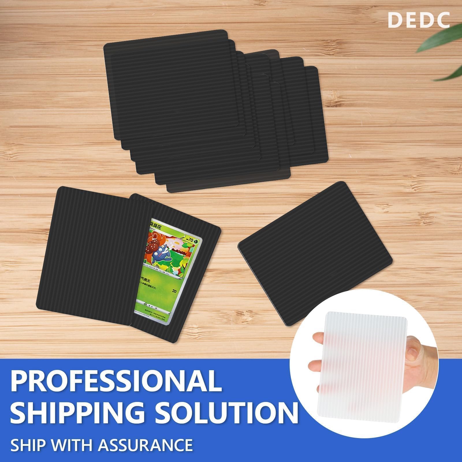 DEDC 100-Pack Trading Card Shipping Protectors (Black) – Waterproof, Scratch-Resistant Card Protectors for Top Loaders & Semi-Rigid Holders
