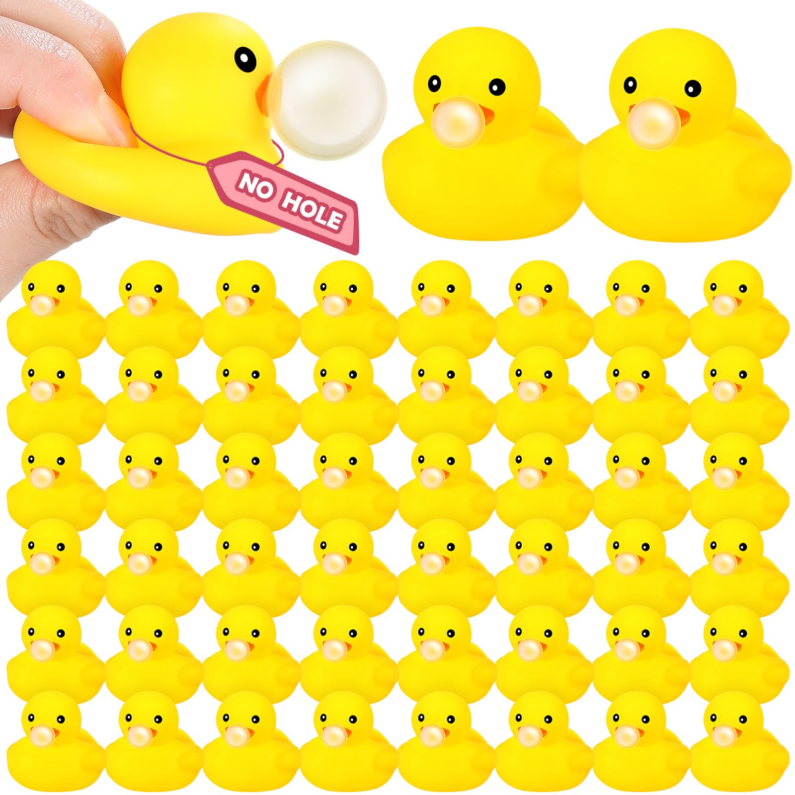 DEEKIN 24 Pack Funny Yellow Rubber Ducks 2.2 Inch with Bubble Mouth - Cruise Party Favors & Gag Gifts