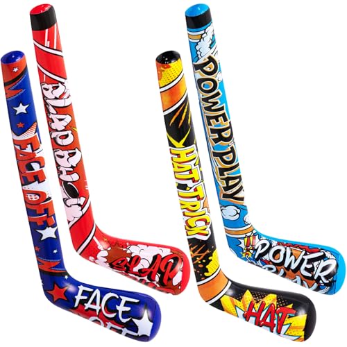 Deekin Set of 4 Inflatable Hockey Sticks – 32 Inch Party Favors for Sports Birthdays