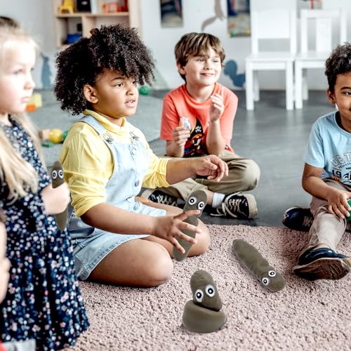 Deermon 3-Pack Stretchy Poop Stress Toys with Googly Eyes - Sensory Fidget Toy for Anxiety Relief and Pranks