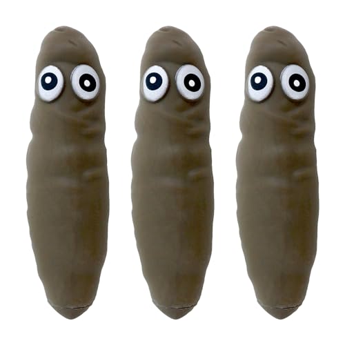 Deermon 3-Pack Stretchy Poop Stress Toys with Googly Eyes - Sensory Fidget Toy for Anxiety Relief and Pranks