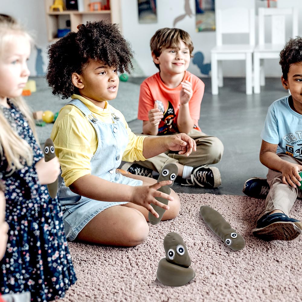 Deermon 3-Pack Stretchy Poop Stress Toys with Googly Eyes - Sensory Fidget Toy for Anxiety Relief and Pranks