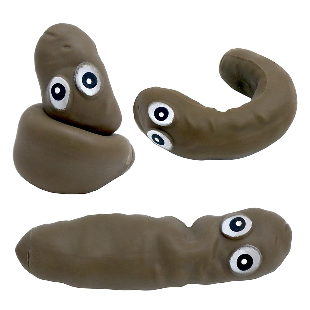 Deermon 3-Pack Stretchy Poop Stress Toys with Googly Eyes - Sensory Fidget Toy for Anxiety Relief and Pranks