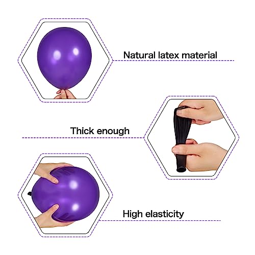 deiiom Purple Black Balloon Arch Kit – 127 Pieces with Metallic Gold Star Foil for Graduation, Birthday, Easter