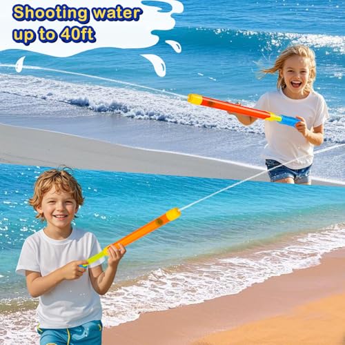 DEKWELL 6-Pack Water Guns for Kids & Adults - Super Soakers with 40ft Range, Safe ABS Plastic, Pool Toys for Ages 3+