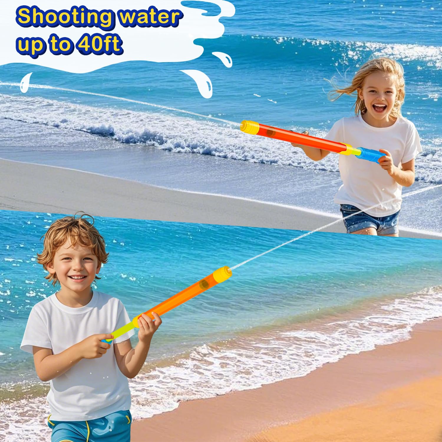 DEKWELL 6-Pack Water Guns for Kids & Adults - Super Soakers with 40ft Range, Safe ABS Plastic, Pool Toys for Ages 3+