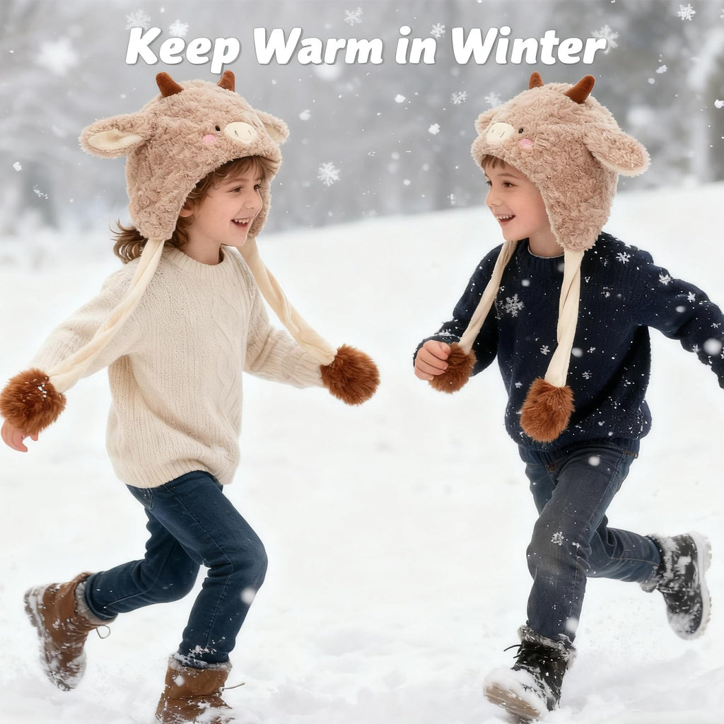 Deletoys Animal Hat with Moving Ears - Fun Plush Cap for Kids and Adults