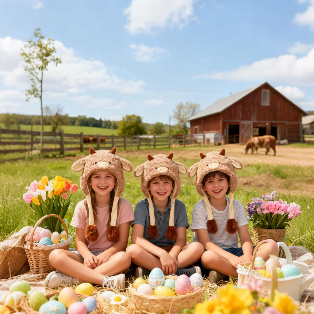 Deletoys Animal Hat with Moving Ears - Fun Plush Cap for Kids and Adults