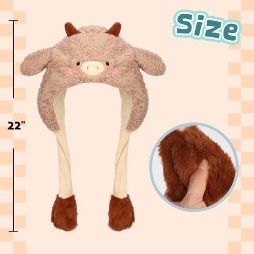 Deletoys Animal Hat with Moving Ears - Fun Plush Cap for Kids and Adults