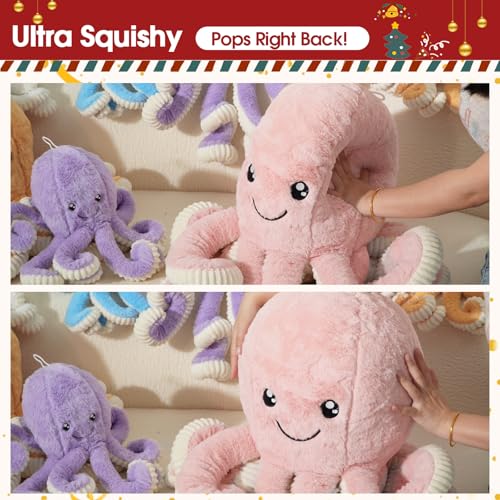 DENTRUN Giant Octopus Plush Toy – 5 Colors & 4 Sizes, Ultra-Soft Cuddly Sea Animal Stuffed Doll for Kids and Adults