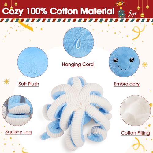 DENTRUN Giant Octopus Stuffed Animal - Soft Plush Toy in 5 Colors and 4 Sizes, Cuddly Sea Animal Doll for Kids and Adults