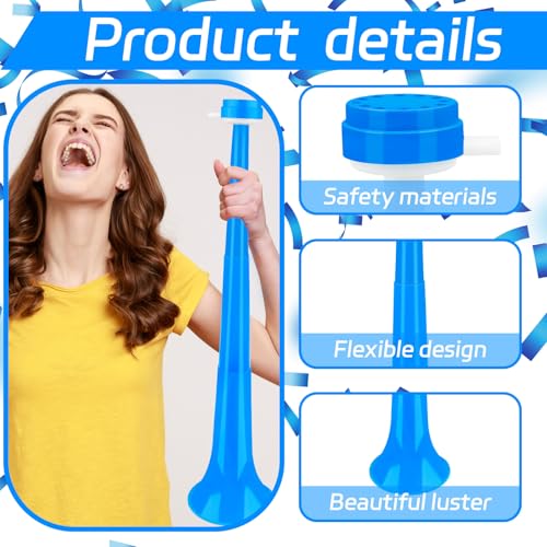 Denylo pro 24-Inch Collapsible Stadium Horn – Blue Vuvuzela for Sporting Events & Parties