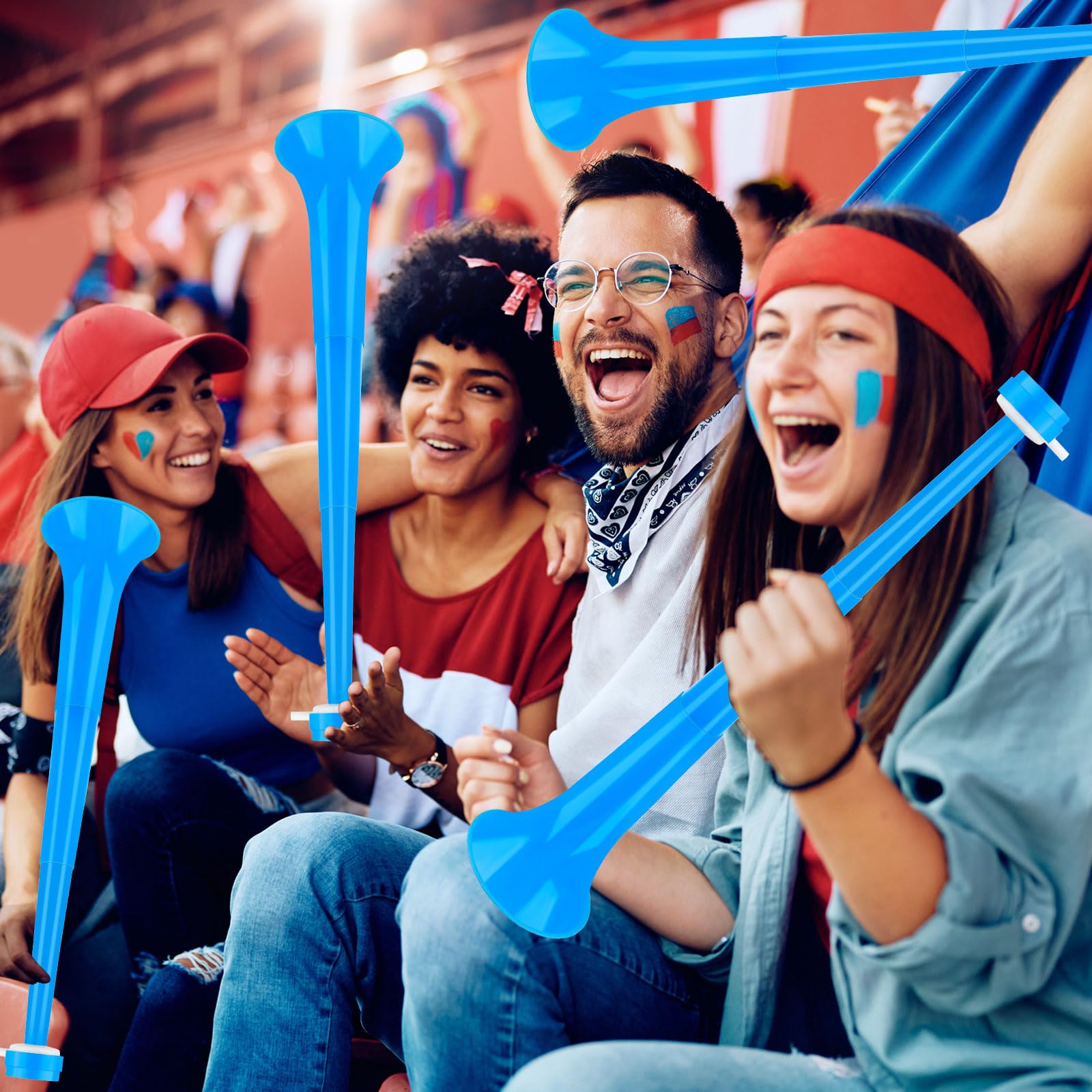 Denylo pro 24-Inch Collapsible Stadium Horn – Blue Vuvuzela for Sporting Events & Parties