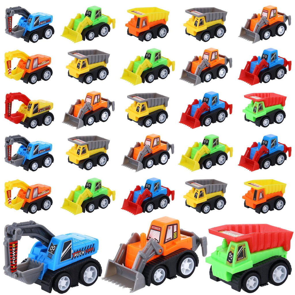 DERTE 15-Pack Mini Construction Vehicle Set – Pull-Back Toy Cars for Kids