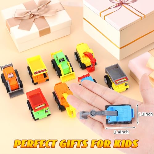 DERTE 15-Pack Mini Construction Vehicle Set – Pull-Back Toy Cars for Kids