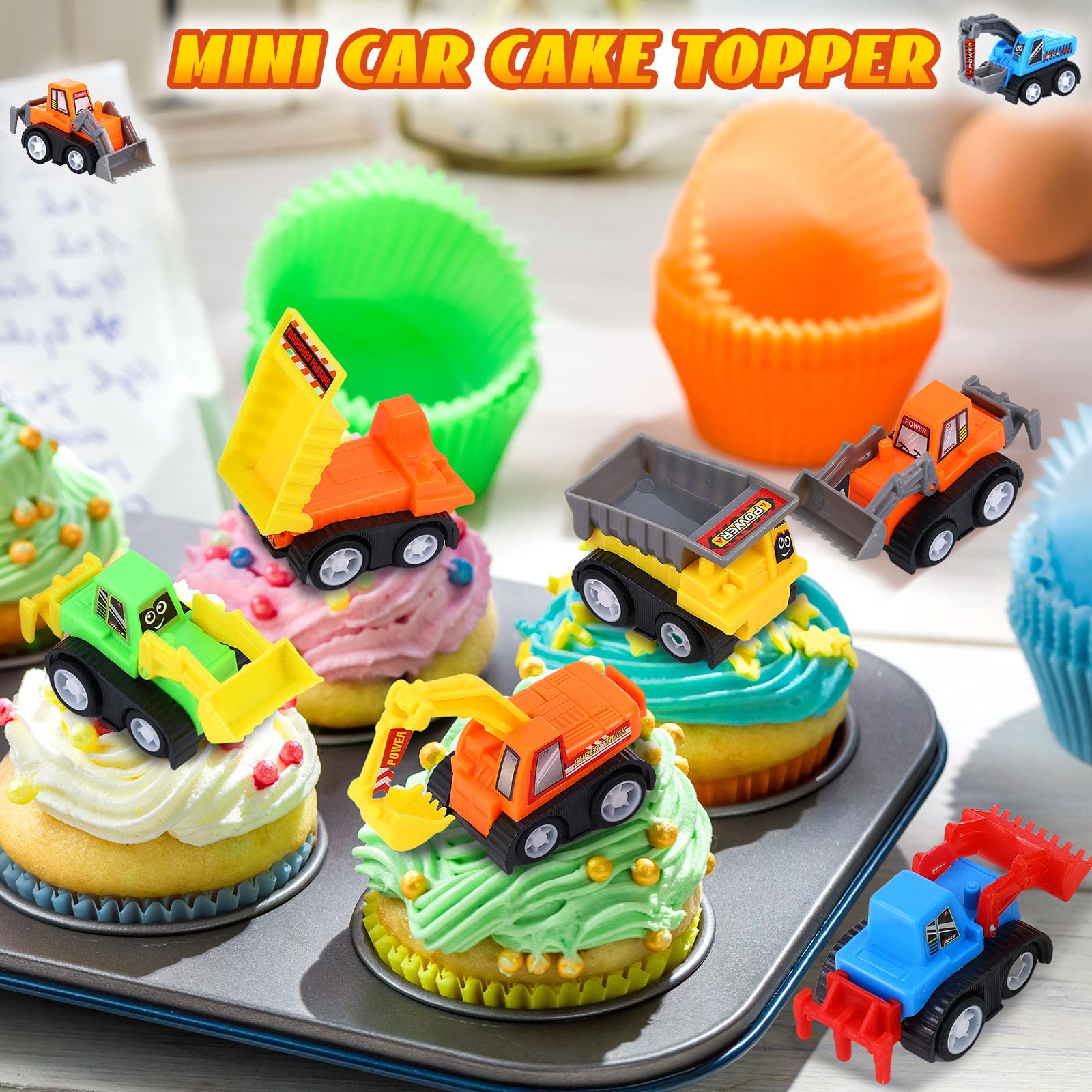 DERTE 15-Pack Mini Construction Vehicle Set – Pull-Back Toy Cars for Kids