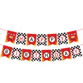 Derzhssg Race Car Birthday Banner - Checkered Flag Party Decor with Ribbon & Needle