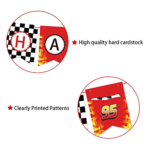 Derzhssg Race Car Birthday Banner - Checkered Flag Party Decor with Ribbon & Needle
