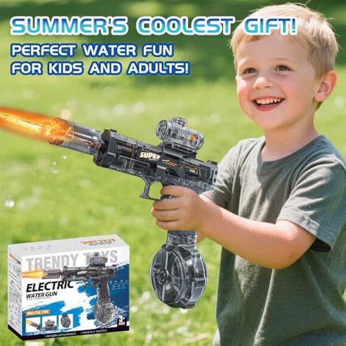 Deserthome Electric Water Gun with LED Lights, 32ft Range, Auto & Manual Modes – Gray