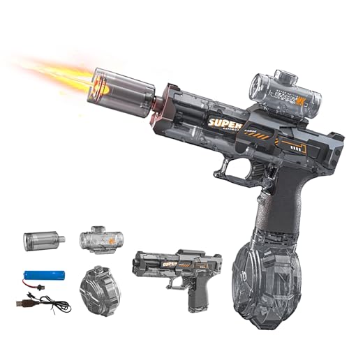 Deserthome Electric Water Gun with LED Lights, 32ft Range, Auto & Manual Modes – Gray