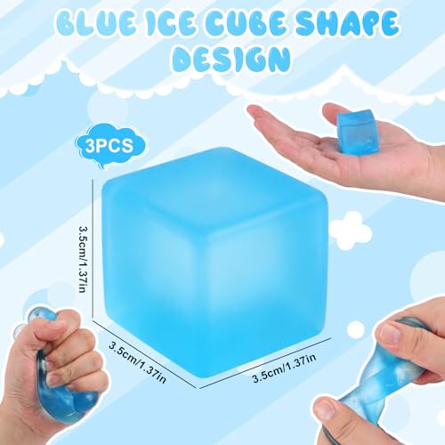 DESKPAL 6-Pack Squishy Ice Cube Stress Relievers – Blue Silicone Fidget Toys for Adults