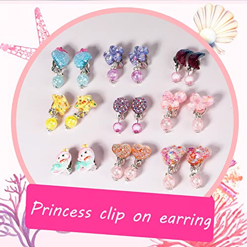DEVIENG Hypoallergenic Clip-On Earrings Set for Little Girls Ages 4-12 - Cute Dress-Up Jewelry Gift
