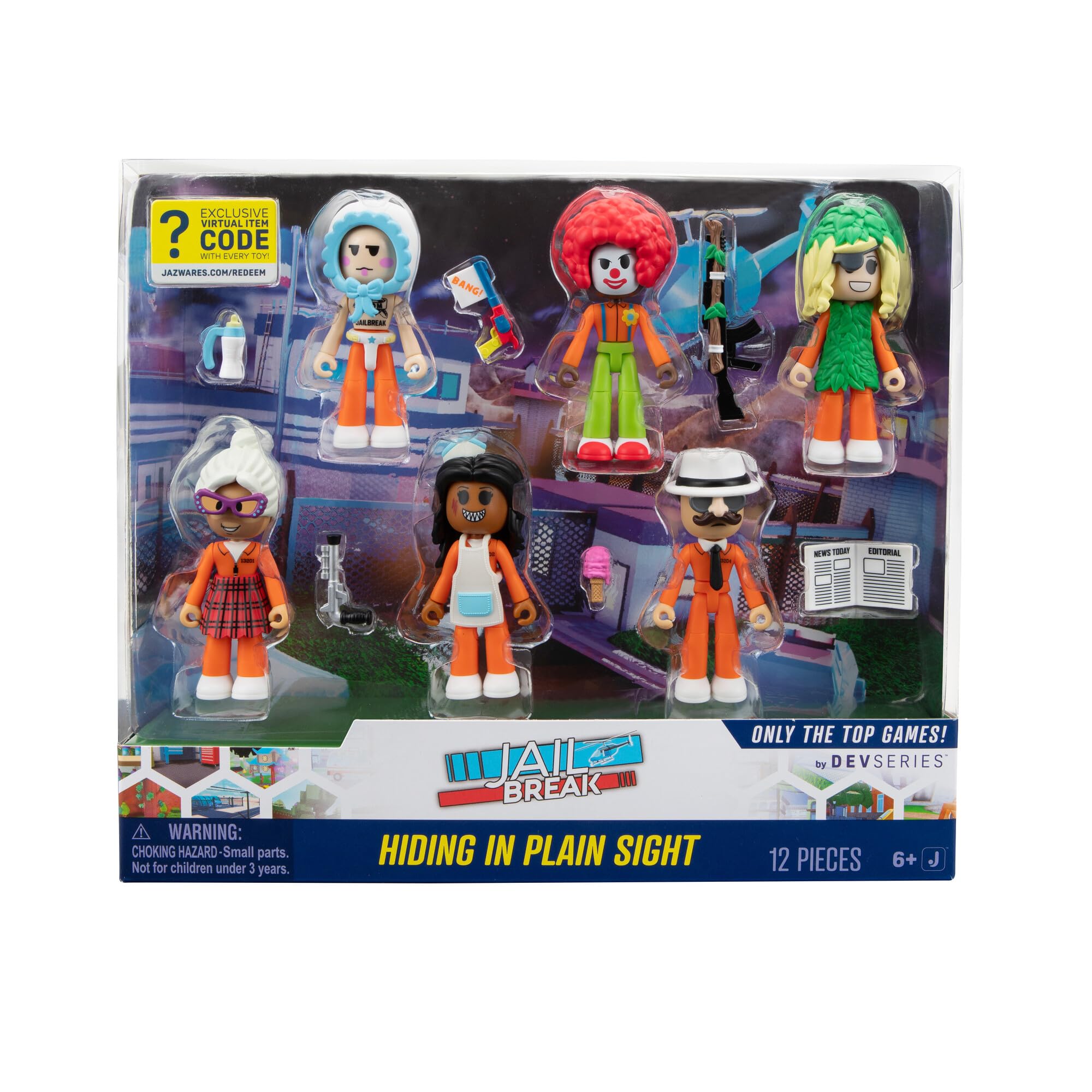 DevSeries Jailbreak Hiding in Plain Sight Multipack – 6 Action Figures with Mix & Match and Virtual Code